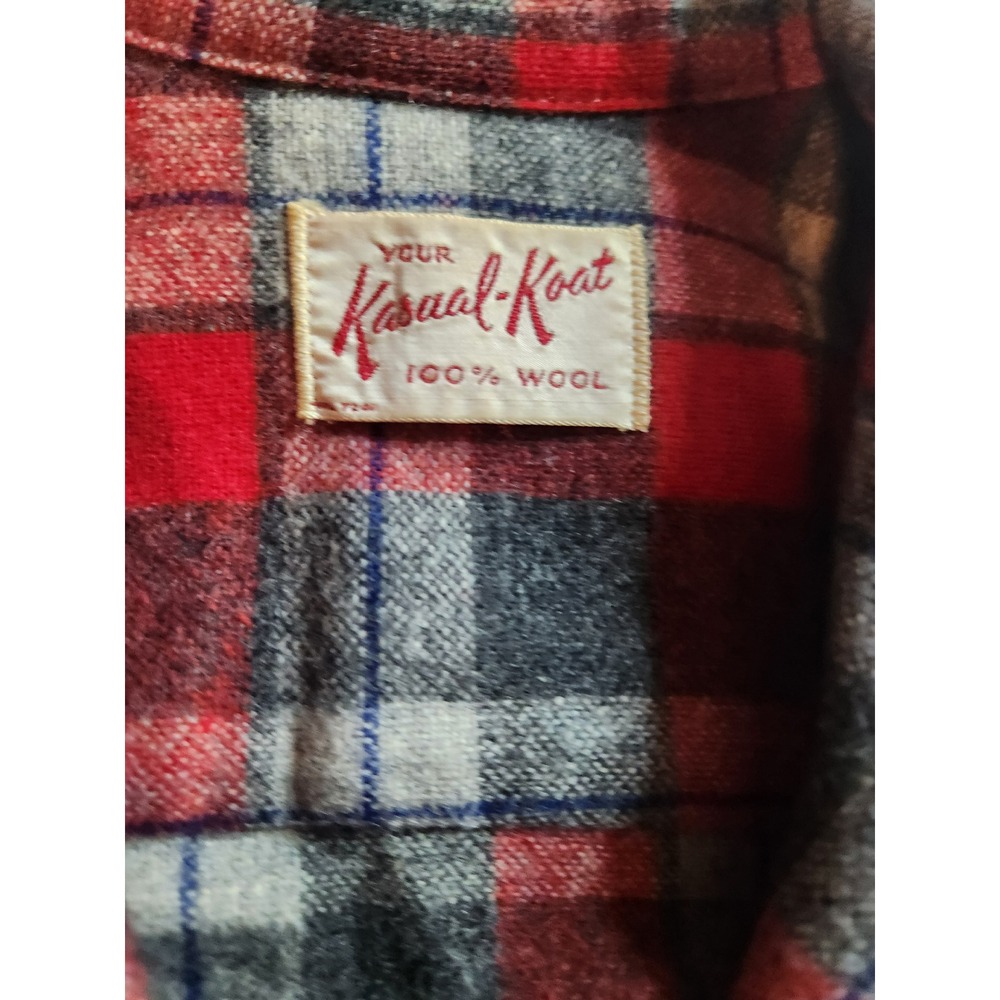 Vintage Your Kasual Koat Red Plaid Wool Blazer Jacket Button Front Pockets View 3